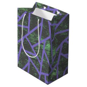 Sac Cadeau Moyen Motif en mosaïque violet et verte