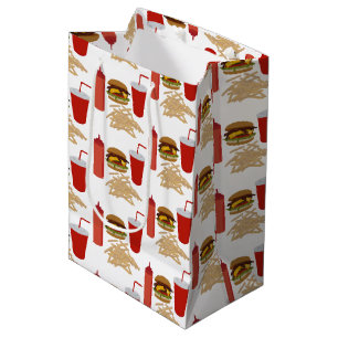 Sac Cadeau Moyen Motif Fast Food Burger Fries