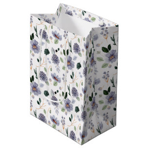 Sac Cadeau Moyen Motif floral aquarelle violet
