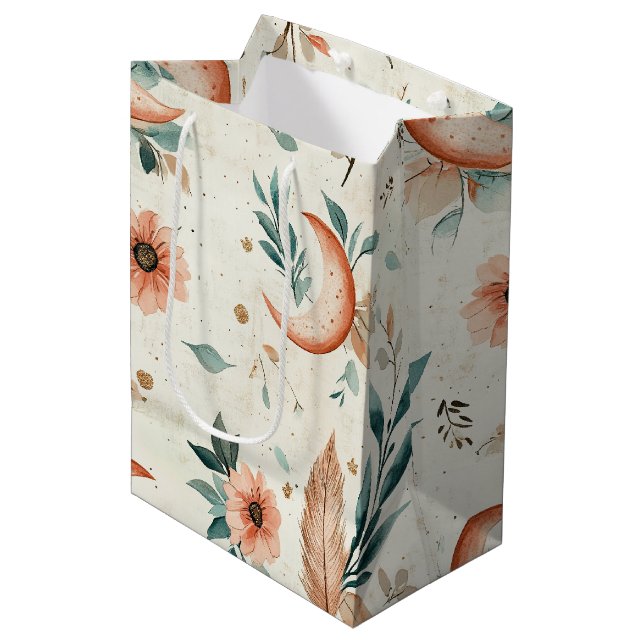 Sac Cadeau Moyen Motif floral céleste (2) (Devant Angle)