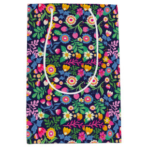 Sac Cadeau Moyen Motif floral exotique peint à la main
