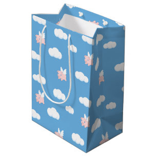 Sac Cadeau Moyen Motif Flying Pig Cute Piglet with Wings