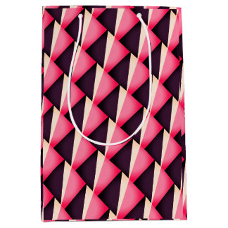 Sac Cadeau Moyen Motif géométrique abstrait rose et noir