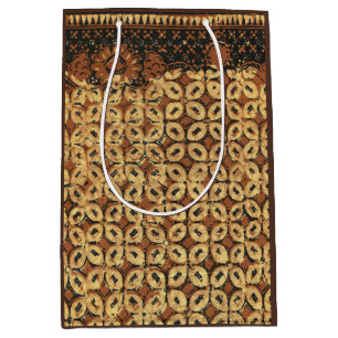 Sac Cadeau Moyen Motif géométrique de batik de grain de café vintag