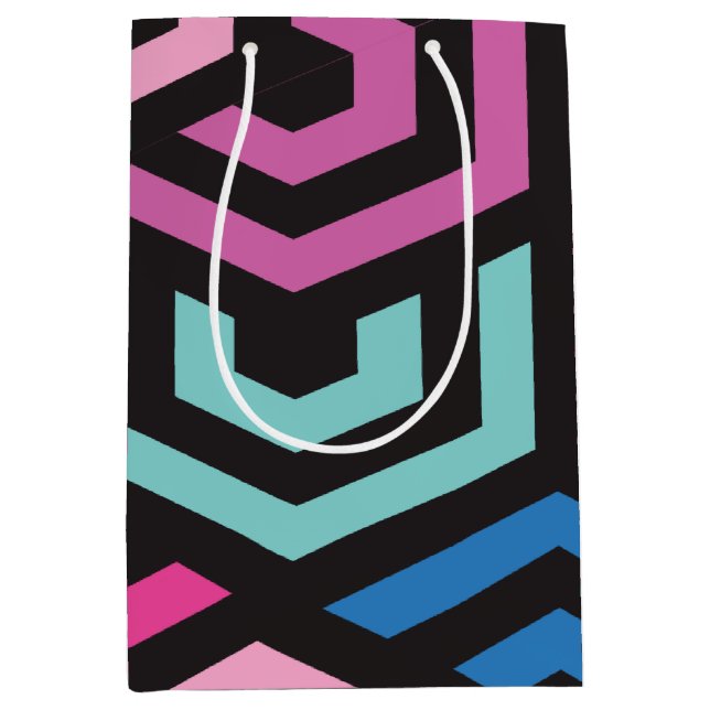 Sac Cadeau Moyen Motif géométrique Hexagon (Devant)