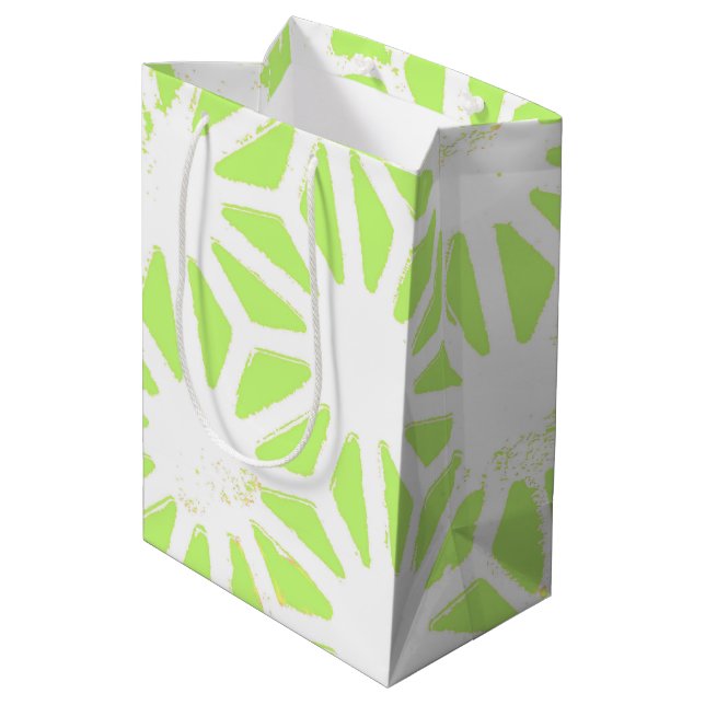 Sac Cadeau Moyen Motif géométrique vert cime (Dos Angle)