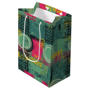 Sac Cadeau Moyen Motif grunge abstrait avec des formes géométriques