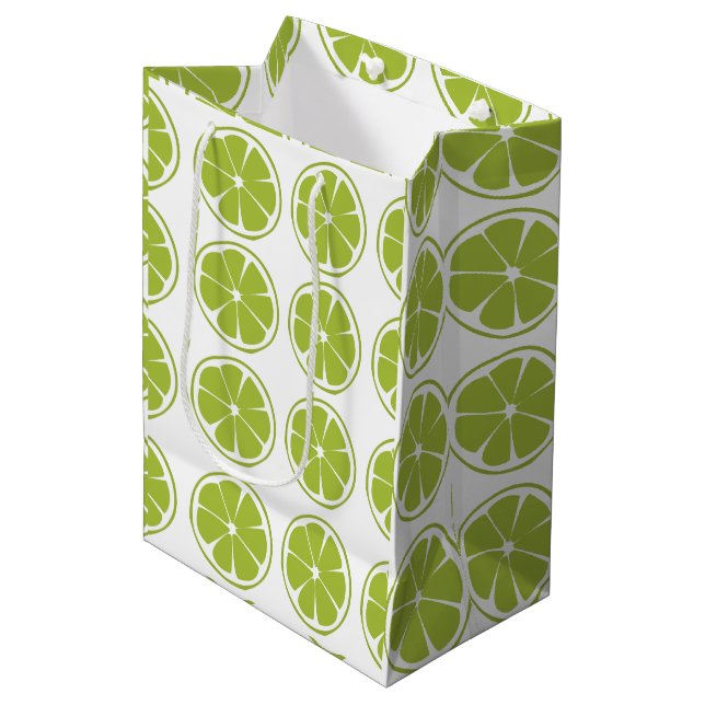 Sac Cadeau Moyen Motif Lime vert Fruit Lime (Devant Angle)