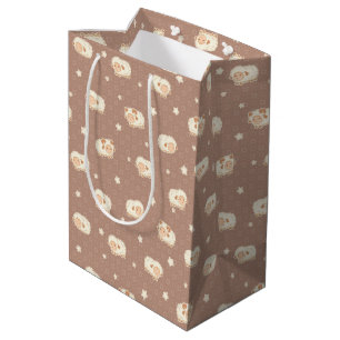 Sac Cadeau Moyen Motif mignon petit mouton sur Brown