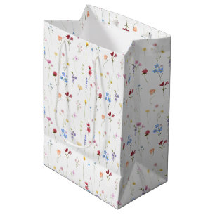 Sac Cadeau Moyen Motif minimaliste de jardin fleuri coloré