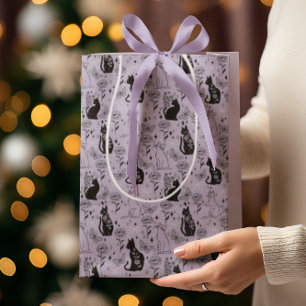 Sac Cadeau Moyen Motif mystique de chat noir et papillon   Cuisine