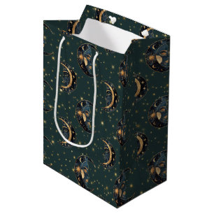 Sac Cadeau Moyen Motif mystique de croissant de lune et d'étoiles
