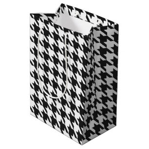 Sac Cadeau Moyen Motif noir et blanc de pied-de-poule