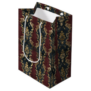 Sac Cadeau Moyen Motif Persan Gold Damask Noir (1)