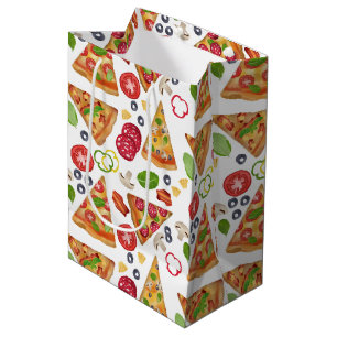 Sac Cadeau Moyen Motif Pizza d'aquarelle