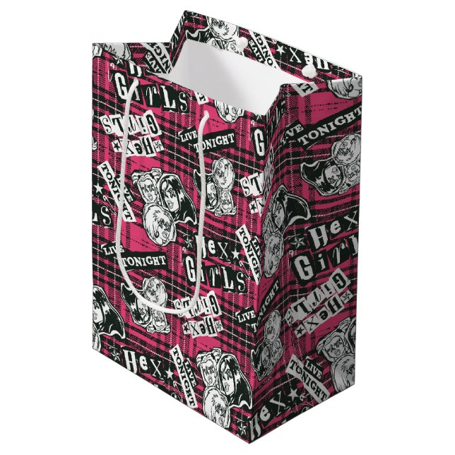 Sac Cadeau Moyen Motif Plaid Des Filles Hex (Devant Angle)