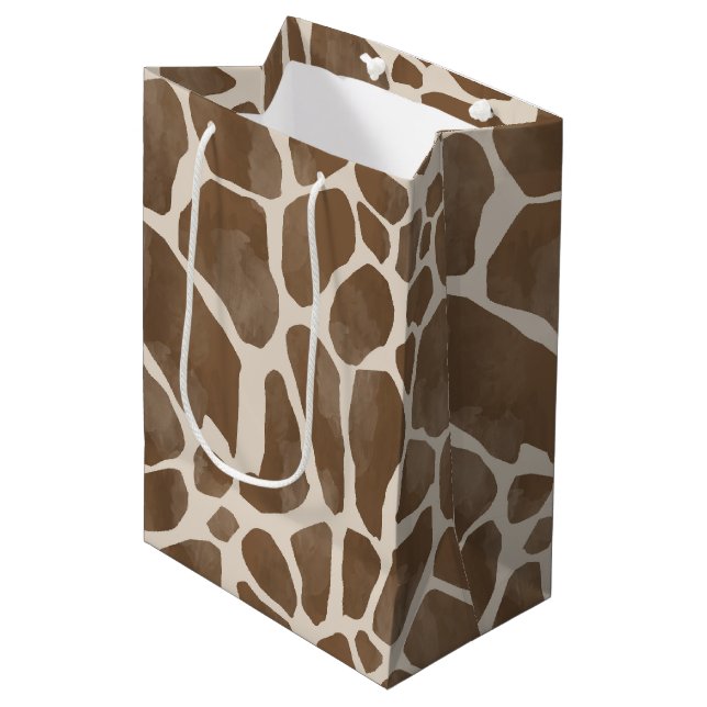 Sac Cadeau Moyen Motif Poster de animal de Giraffe d'aquarelle (Devant Angle)