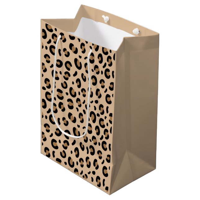 Sac Cadeau Moyen Motif rayé de tigre gras – Conception d'impression (Devant Angle)
