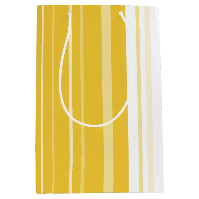 Sac Cadeau Moyen Motif rayé jaune (Devant)