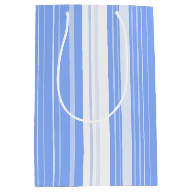 Sac Cadeau Moyen Motif rayé vertical bleu (Devant)