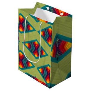 Sac Cadeau Moyen Motif répétitif amérindien coloré