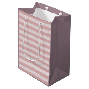 Sac Cadeau Moyen Motif rose en bande deux belles nuances de rose