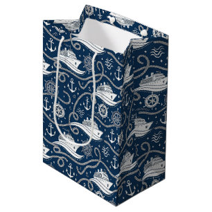 Sac Cadeau Moyen Motif sans couture de croisière nautique