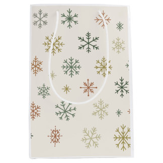 Sac Cadeau Moyen Motif sans couture de flocons de neige minimaliste