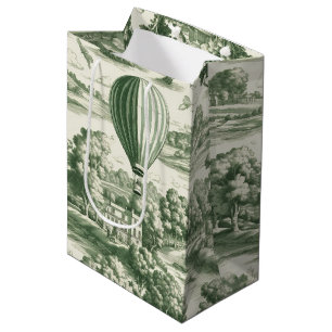 Sac Cadeau Moyen Motif scénique vert grandmillénaire Toile de Jouy