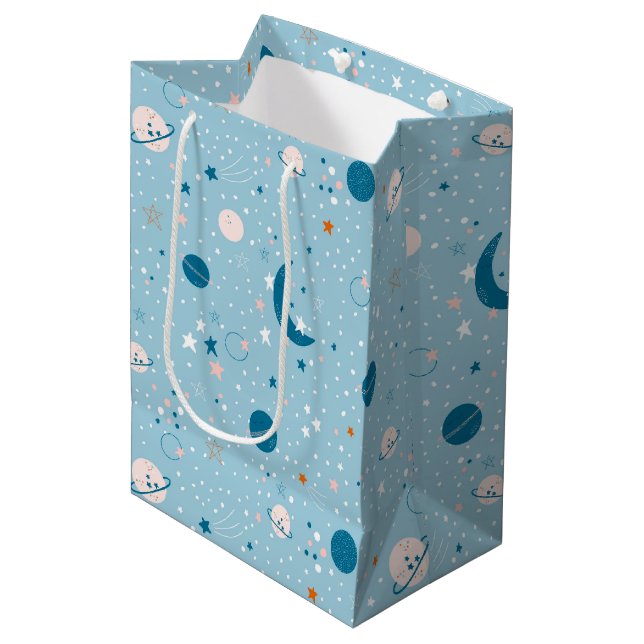 Sac Cadeau Moyen Motif Sky & Space bleu (Devant Angle)