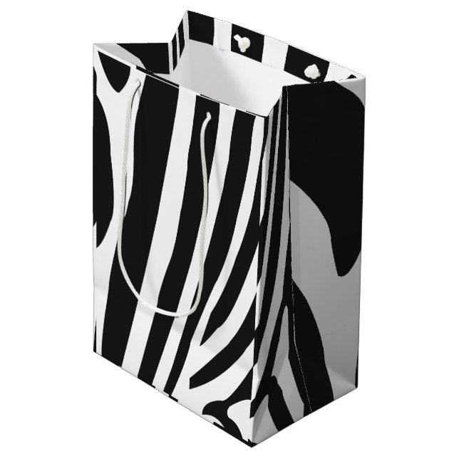 Sac Cadeau Moyen Motif Zebra noir et blanc (Devant Angle)