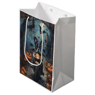 Sac Cadeau Moyen Moto à cheval Boston Terrier Halloween effrayant
