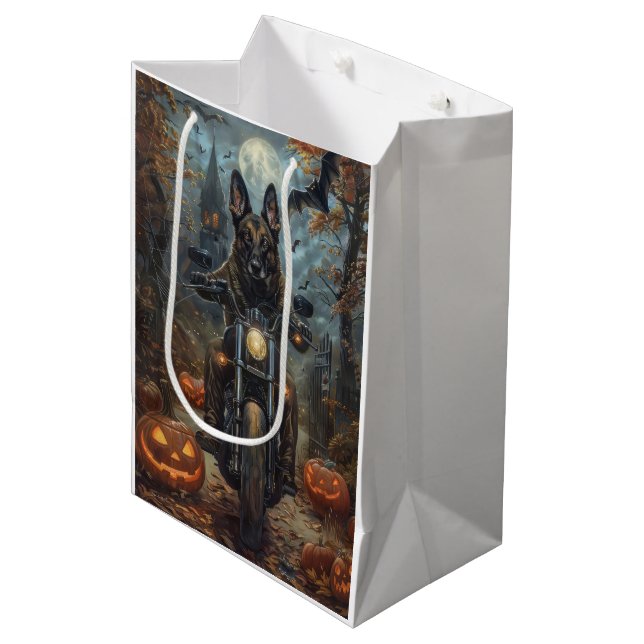 Sac Cadeau Moyen Moto berger belge Halloween effroi (Devant Angle)