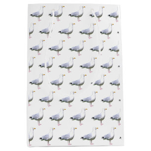 Sac Cadeau Moyen Mouette Debout Oiseau Côtier Faune Marine Blanche