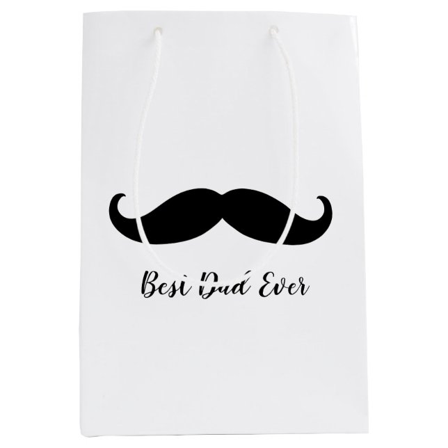 Sac Cadeau Moyen Moustache noire et blanche (Devant)