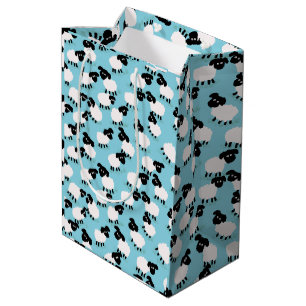 Sac Cadeau Moyen Moutons gonflés sur Bleu bébé