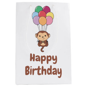 Sac Cadeau Moyen Moyenne Carte À Ballons Colorés Monkey Flies Up