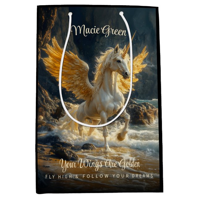 Sac Cadeau Moyen Mythique Golden Winged Pegasus Ocean Imaginaire Ho (Devant)