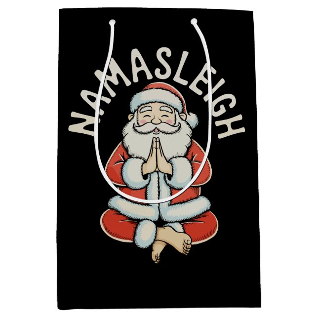 Sac Cadeau Moyen Namasleigh Santa Sleigh Namaste Yoga Meditation (Devant)