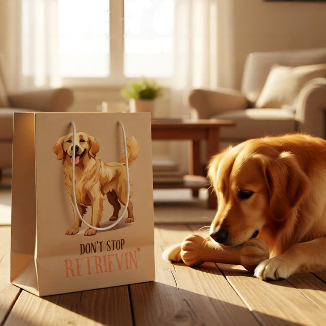 Sac Cadeau Moyen N'arrêtez pas de récupérer - amoureux des chiens - (Don’t Stop Retrievin’ Golden Retriever Dog Lover Medium Gift Bag)