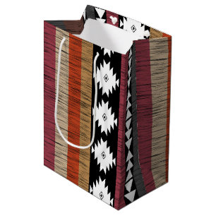 Sac Cadeau Moyen Native Ethnic Colorful Lines Pattern 