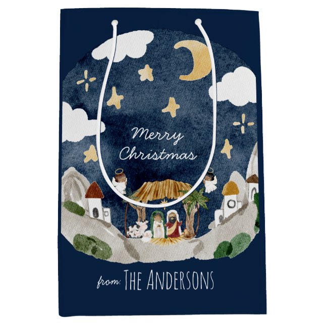 Sac Cadeau Moyen Nativité noire africaine Noël (Devant)