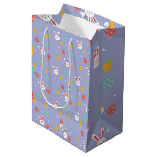 Sac Cadeau Moyen Nature Pâques Bunnies Motif Floral Oeufs Chasse Am
