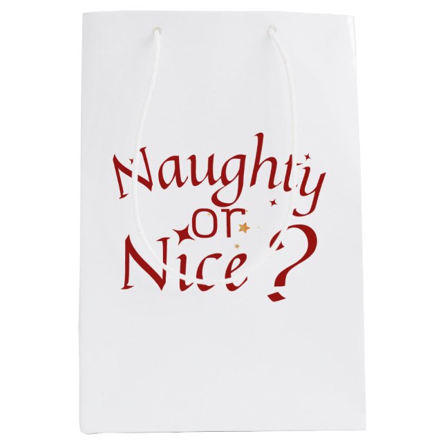 Sac Cadeau Moyen Naughty ou Nice ? - Typographie de vacances joueus (Devant)