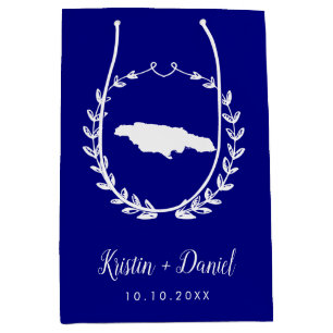 Sac Cadeau Moyen Navy Blue Jamaica Map Mariage Welcome Swag