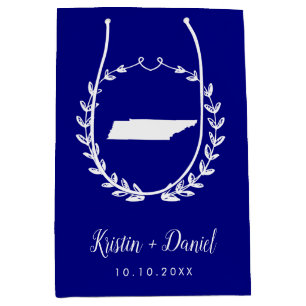 Sac Cadeau Moyen Navy Blue Tennessee Map Mariage Bienvenue Swag