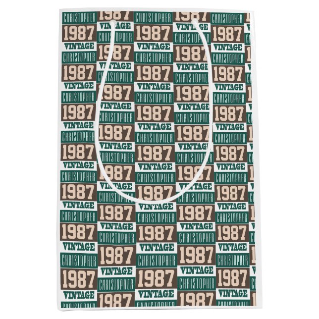 Sac Cadeau Moyen Né en 1987 avec le nom chrétien (Devant)