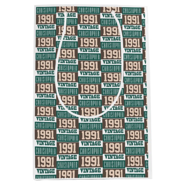 Sac Cadeau Moyen Né en 1992 avec le nom chrétien (Devant)