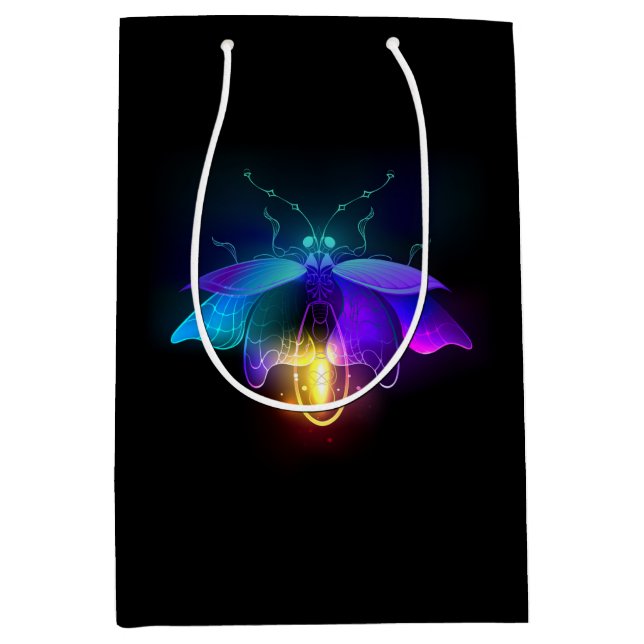 Sac Cadeau Moyen Neon Firefly sur noir (Devant)
