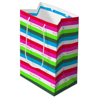 Sac Cadeau Moyen Neon Stripe vacances personnalisées